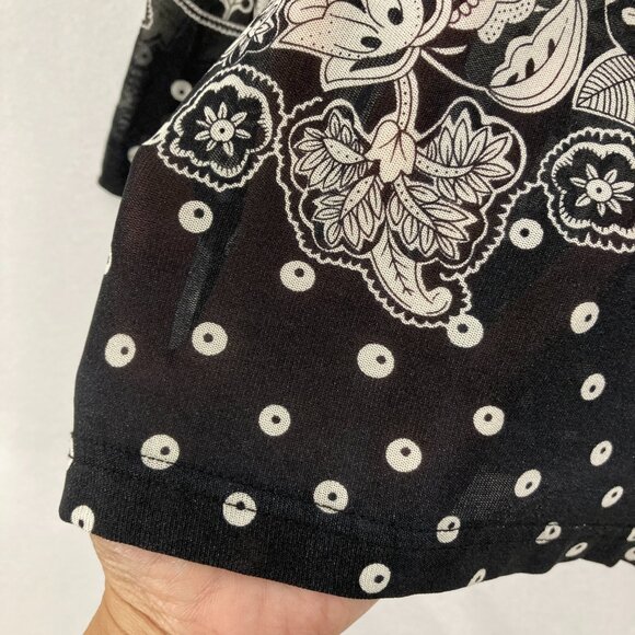 NWT Vintage RAFAEL Medium Black White Floral Polka Dot Knit Button Cardigan - Picture 6 of 11